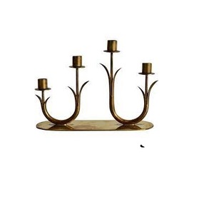 Porte-bougie haut en or moderne pour décorations de Noël à la maison, en fer forgé fait main, écologique, durable, style INS unique, emballé - Product Image 2