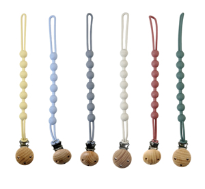 Attache-tétine en silicone et en bois de coton personnalisée pour bébé de 0 à 12 <span class=keywords><strong>mois</strong></span> - Product Image 1