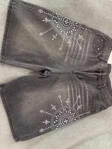 Ohsisa High Street Trendy Men's Denim <b>Shorts</b> Heavyweight Denim <b>Shorts</b> Rhinestones Crystal Jorts Vintage Baggy for Men's <b>Shorts</b> - Product Image 6