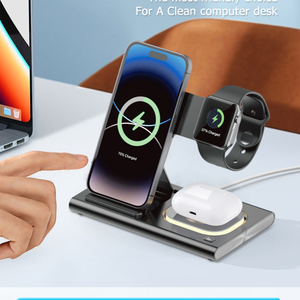 Estación de carga 3 <span class=keywords><strong>en</strong></span> 1 Cargador inalámbrico Cargador multifunción para teléfono para reloj inteligente Base de carga para auriculares - Product Image 3