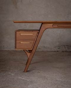 Escritorio de Oficina Moderno de Madera de Nogal, Mesa de Escritura Ejecutiva con Cajones para Oficina en Casa - Product Image 5
