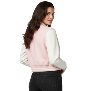 Vestes universitaires courtes pour femmes de qualité supérieure, vêtements décontractés personnalisés, col montant, logo frontal disponible, différentes couleurs personnalisées - Product Image 5