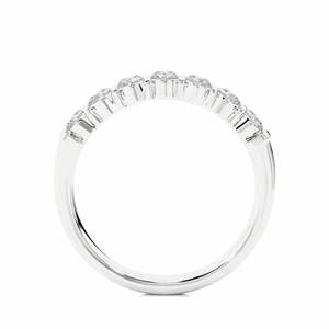 Anillo de Bodas con 7 Piedras de Diamantes de Corte Redondo en Engaste de Barra para Mujer - Product Image 6