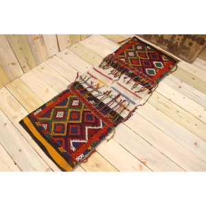 Alfombra Turca Vintage, Alfombra de 1.9x4.8 pies, Alfombra Roja Pequeña con Diseño Ombré - Product Image 1