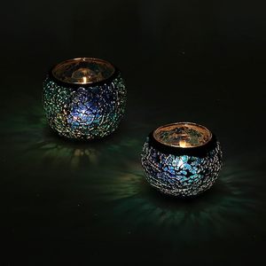 Soporte de luz de té de mosaico colorido con acabado de ilustraciones de vidrio brillante soporte de luz de té de mosaico hecho a mano decorativo a bajo precio - Product Image 3