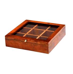 Boîte Masala en bois massif avec 4 compartiments Qualité exclusive pour la cuisine à domicile ou le restaurant Boîte à épices de forme carrée - Product Image 5