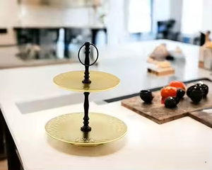 Elegante soporte de pastel de Metal negro dorado clásico moderno de exportación india de alta calidad para bodas fiestas de cumpleaños pasteles por Decor IMPEX - Product Image 2