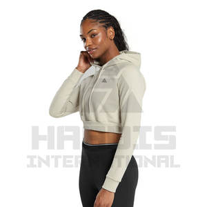 New Fashion Solid Long <b>Sleeve</b> Oversized <b>Hoodie</b> Casual Streetwear Crop Top <b>Hoodie</b> Cropped <b>Hoodie</b> Woman - Product Image 5