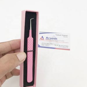 Pinzas para pestañas de 90 grados con recubrimiento de polvo rosa para bebé, venta al por mayor, pinzas profesionales para pestañas con agarre de diamante sólido de acero inoxidable - Product Image 4