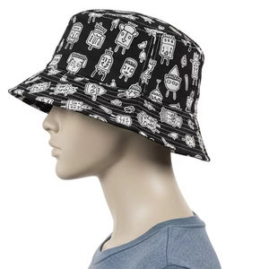 Chapeau seau en coton unisexe avec sérigraphie dessinée à la main respirant pliable Streetwear chapeau de mode pour l'été en plein air - Product Image 4
