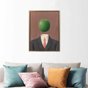 งานศิลปะบนผ้าใบพิมพ์ลาย: ภาพนามธรรมชายหัวแอปเปิ้ล กรอบสีทอง - Product Image 1