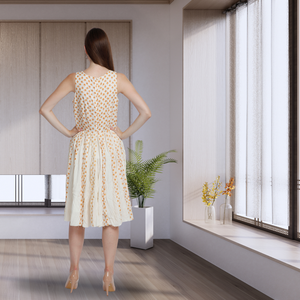 Vestido MIDI de verano de algodón suave de alta calidad al por mayor con cuello cuadrado Tejido ligero estilo elegante para mujer ropa de playa informal - Product Image 3