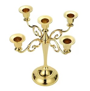 Elegant Gold 5-Arm <b>Candle</b> <b>Stand</b> Vintage Wedding and Christmas Event Centerpiece Tall <b>Candle</b> Holder for Dining Table Decor - Product Image 1