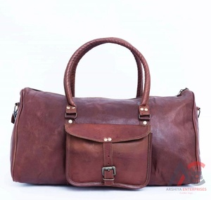 กระเป๋าหนังแพะแท้สไตล์ย้อนยุค20นิ้วมีสายคล้องไหล่ปรับได้คุณภาพสูงสุดใช้ได้ทั้งชายและหญิง - Product Image 1