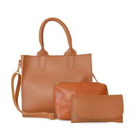 Tas Selempang & Tas Tangan Kulit Asli Wanita Cantik dengan Ritsleting, Tahan Air, Lembut, Awet, Kapasitas Besar, Set Dompet