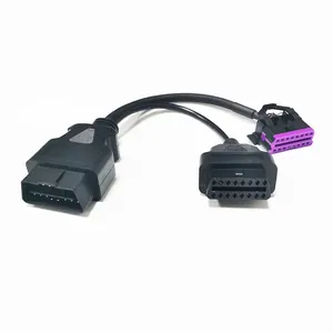 Ventas al por mayor personalizado 16 pines OBD2 macho a doble hembra extensión divisor Y Cable de repuesto para Volkswagen Audi VW coche diagnóstico