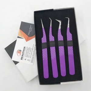 Pince à épiler en acier inoxydable enduite de poudre violette testée à la main Outil d'extension de cils durable Pointe pointue personnalisable - Product Image 3