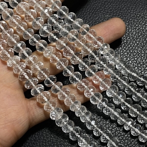 Blanco 7,5-9,5 MM cristal cuarzo facetado Rondelle forma Briolette cuentas 10 pulgadas soporte taladro calibrado piedra preciosa para joyería - Product Image 2