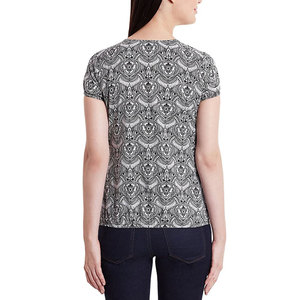 Camiseta de punto de algodón sublimado con gráfico de logotipo personalizado de alta calidad para mujer estilo informal transpirable con diseño de cuello para invierno - Product Image 2