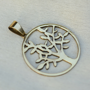 Boho Tree Life Pendant Necklace Brass 18k Gold Plated <b>Rope</b> <b>Chain</b> Women's Minimal Floral Design Wholesale - Product Image 5