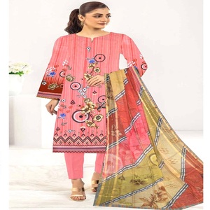 Ensemble Salwar Kameez 3 Pièces Brodé en Coton pour Femme avec Imprimé Numérique pour Mariage/Fête - AF Fashion - Product Image 3