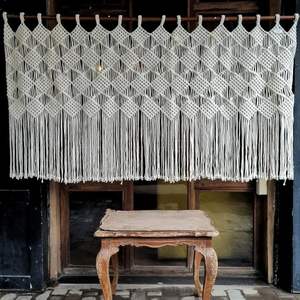 Cortina de Pared de Macramé de Algodón con Diseño Abstracto Bohemio Navideño para Decoración del Hogar y Bodas, Formato Colgante con Cuerda - Product Image 2