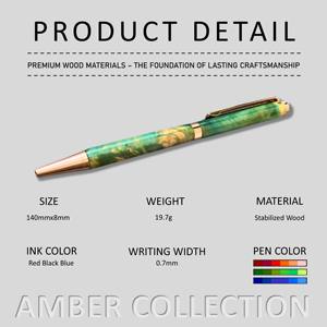 Collection Amber: Stylo à Bille Artisanal avec Corps en Résine Vert-Rouge-Bleu Cadeau de Graduation de Retraite Fabriqué au Vietnam - Product Image 2