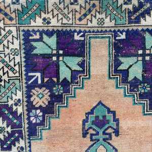 Alfombra de 3.7x7.6 pies, Alfombra Turca Vintage, Alfombra de Lana Azul - Product Image 4