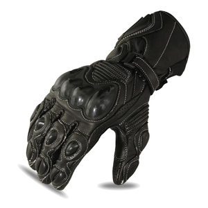 Custom Biker Touring Puro Negro Genuino Cuero de vaca Impermeable Transpirable Invierno Moto Racing Guantes Unisex - Product Image 2