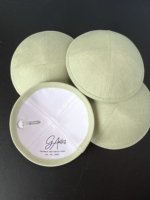 Kippot en lin vert clair, yarmulke juif, doublure imprimée personnalisée, détails d'événement brodés, casquette pour mariage et Bar Mitzvah