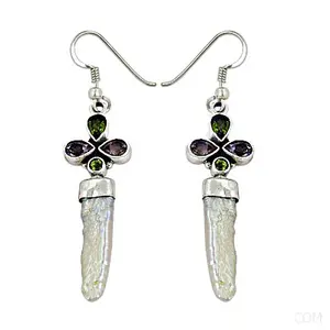 925 <b>Silver</b> <b>Pearl</b> Gemstone <b>Earrings</b> for Women Daily Wear Accessory - Product Image 2