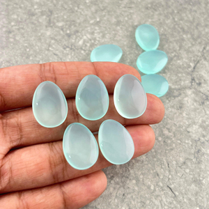 Oeuf d'aigue-marine naturelle de forme ovale en vrac 13x18mm Cabochon Brioleette diamant matériel pour la fabrication de bijoux - Product Image 3