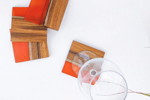 Mother of Pearl Inlay Wood and MDF Serving <b>Tray</b> with Handles Handmade Indian Decorative Coasters for Food by Manufacturers - Product Image 5