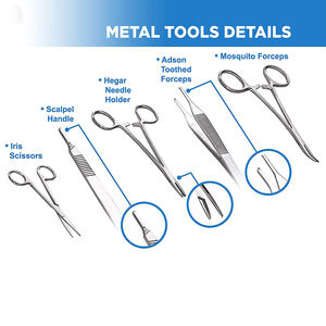 Kit de dissection pour expérience de laboratoire d'anatomie et de biologie avec lames de scalpel poignée de scalpel ensembles d'outils de forceps Adson avec étui en cuir - Product Image 3