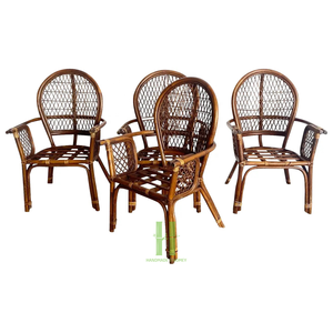 Silla de mimbre de bistró francés con cojín personalizado, silla lateral de mimbre tejida, sillas de comedor de ratán de HNH Craft Factory - Product Image 6