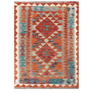 Alfombra Kilim de Maimana, Afganistán, 114 x 84 cm, Adorno Decorativo para Pared - Product Image 1