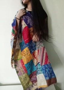 Sarongs indio hecho a mano bufandas de seda estola reversible vintage kantha silenciador surtido Patchwork bufanda de seda kantha estola - Product Image 5