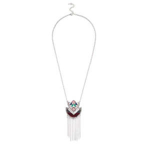Urthn Trendy Rhodium-Plated <b>Resin</b> <b>Stone</b> Necklace with Diamond Geometric Link Chain-1111403A for Buddhism followers - Product Image 1