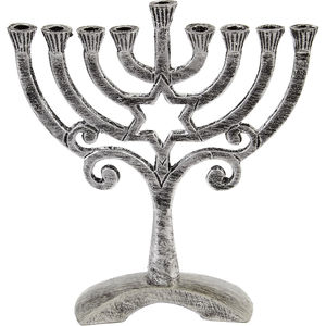 Bougeoir Menorah 9 Branches Finition Argentée Hanukkiah Menorah Décorative En Aluminium Pour Hanukkah Décoration de La Maison - Product Image 4
