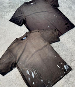 OEM/ODM ácido lavado camisetas hombres Vintage Tee lavado gráfico camisetas con impresión personalizada Oversize hombres camiseta desgastada - Product Image 2