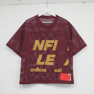 เสื้อยืดพิมพ์ลายโพลีเอสเตอร์ตาข่ายขนาดใหญ่เปิดไหล่แขนสั้นสำหรับผู้ชายเสื้อตาข่ายระบายอากาศได้ดีฤดูร้อน - Product Image 3