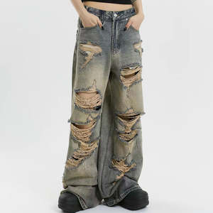 Jeans Anchos Retro con Estampado Desgastado, Personalizados, de Alta Calidad, 100% Algodón, Jeans de Mezclilla con Estampado Digital para Hombre, Pantalones Holgados, Jeans Lavados - Product Image 6