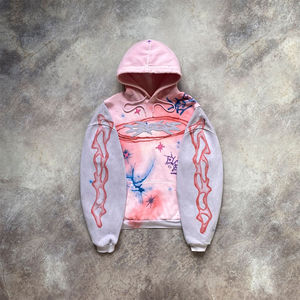 OEM personalizado hombres Tie-Dyed Pullover Boxy Hoodie con bordado diseño innovador y cuello con capucha para la temporada de primavera hombres Sudadera con capucha - Product Image 6