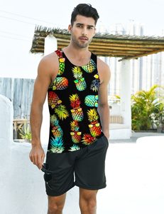 Camiseta sin mangas de algodón 100 por ciento para hombre, camiseta de gimnasio sin mangas con estampado 3D, ropa de playa de verano de secado rápido transpirable de talla grande disponible - Product Image 2