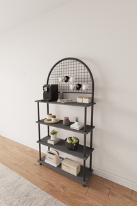 Étagère de cuisine avec support pour micro-ondes, organisateur pour cafetière et panneau arrière grillagé - Product Image 3