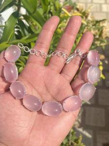 Collier de mariée et boucles d'oreilles en quartz rose ensemble de bijoux de mariage collier de pierres précieuses roses cadeau élégant pour elle ensemble fait main - Product Image 5