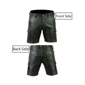 <b>Shorts</b> Drawstring-Closure Men's Brown <b>Leather</b> <b>Shorts</b> High-Waist Zipper-Fly Casual Style <b>Short</b> Length Solid Color - Product Image 2