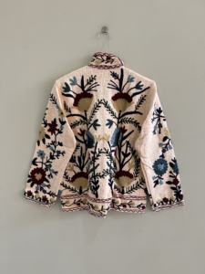 Baby Pink Breathable Knitted Cotton Suzani Handmade Embroidered Quilted Jacket <b>Women</b> <b>Coat</b> - Product Image 6
