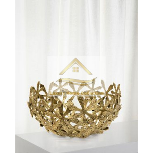 Bol à café en métal avec poignée en aluminium et en forme de feuille de couleur argent attrayant avec ustensiles de cuisine polis brillants de couleur dorée - Product Image 4