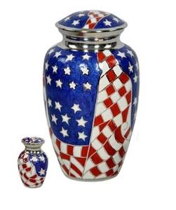 Venta de verano Elegante bandera americana Urna de cremación Cenizas humanas Funeral Memorial Adulto Metal Cremación Urna fabricante y exportador - Product Image 2